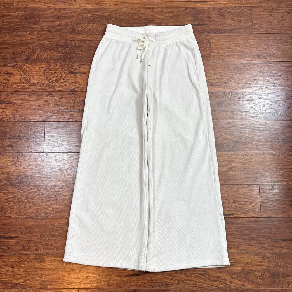Kyodan Women’s  White Ribbed Wide Leg Lounge Pants Size M